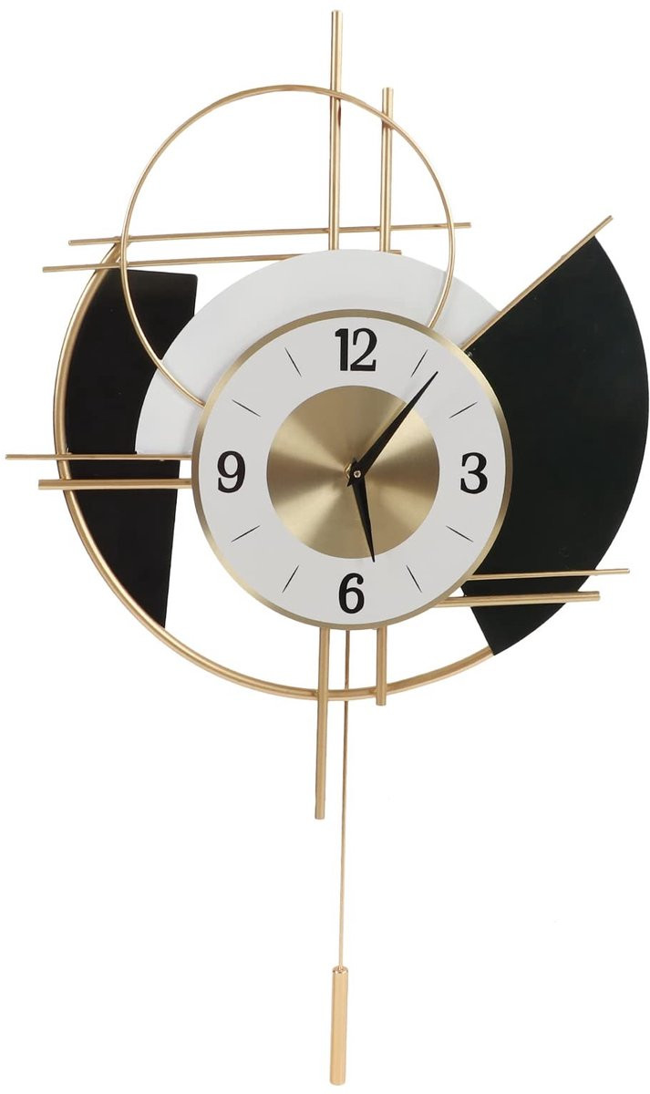 Dailygoods Dailygoody Decoratieve Wandklok met Slinger - Zwart - Analoog - Wandmontage