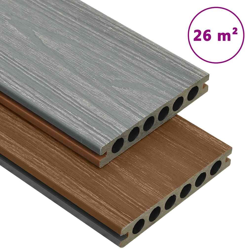 vidaXL Panneaux de terrasse et accessoires WPC Marron/gris 26 m² 2,2 m