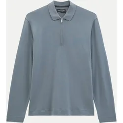 Langarm-Poloshirt Blau M