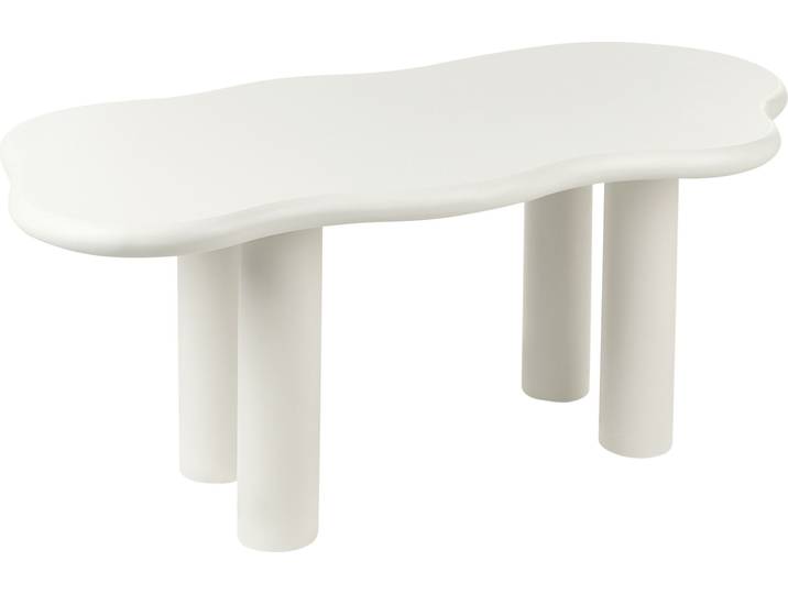 BELIANI Esstisch Weiß aus MDF und PVC 188 x 94 cm Asymmetrische Form Modernes Design Minimalistisch für Wohnzimmer