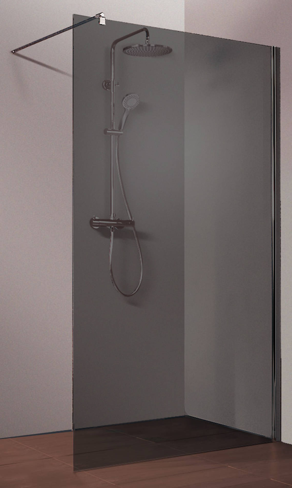 Ben Walk In Moon Duschwand 120x200 cm - Walk in Dusche mit Stabilisator - Glas