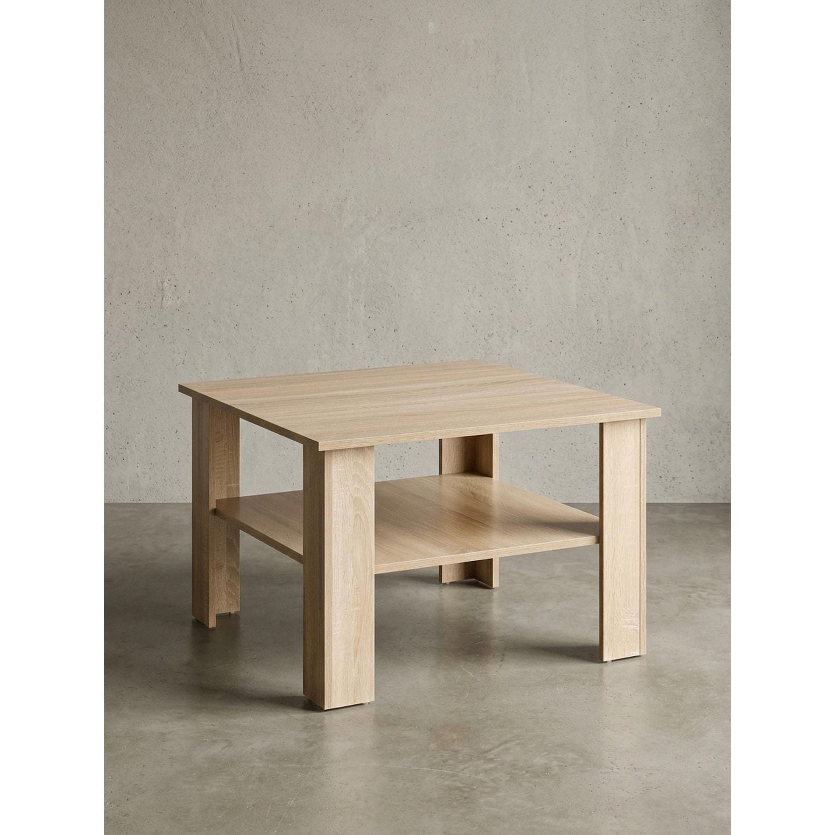Couchtisch Eiche mit Ablage und Stauraum, Sonoma 60x60x42 cm
