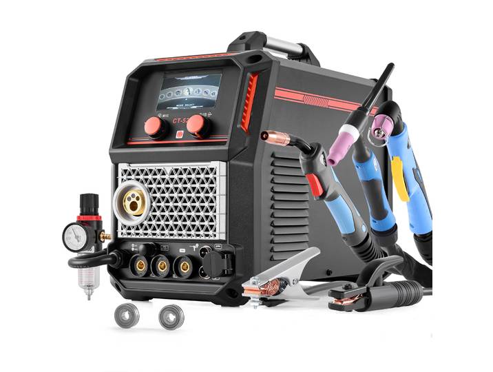 Vevor Poste A Souder 5 En 1 Combine Cut/tig/gas Mig/flux Mig/mma Decoupeur Plasma Sans Contact 50 A Machine Soudage Synergique 200 A Poste Soudage Mig Pulse Aluminium 220 V Compatible Pistolet Bobine