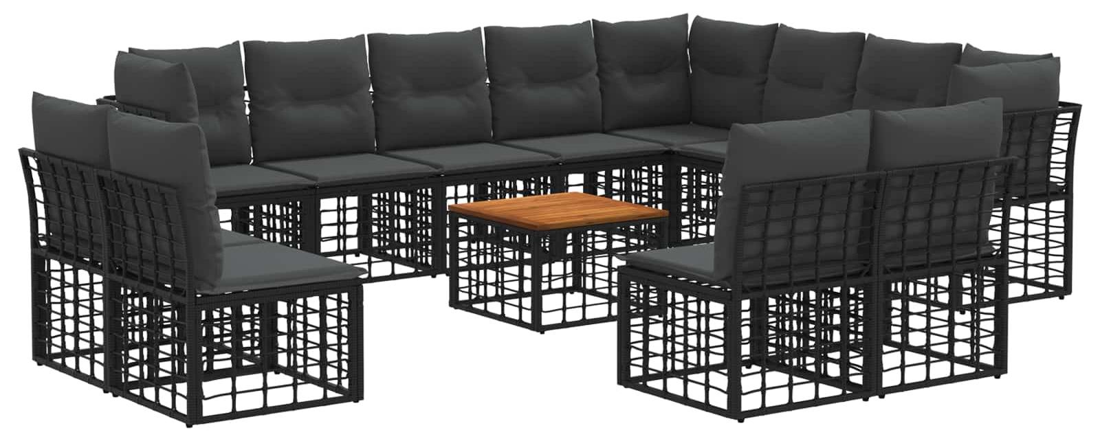 Outdoor-Sofagarnitur 13 pcs Schwarz und Dunkelgrau Polyester