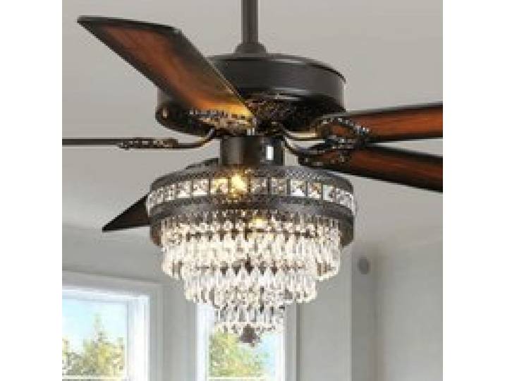Coreice grand ventilateur de plafond cristal noir 157 cm télécommande