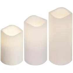 LED Kerzenset Paul flackernd Batterie Timer Fernbedienung für Außen weiß 3er Set