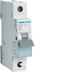 Hager MBS140 Leitungsschutzschalter 1 polig 6kA B-Charakteristik 40A QuickConnect 1 Modul