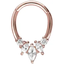 Chirurgenstahl Segmentring Clicker TROPFEN + 5 EINGEFASSTE KRISTALLE