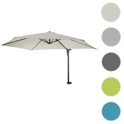 Wandschirm Casoria, Ampelschirm Balkonschirm Sonnenschirm, 3m neigbar, Polyester Alu/Stahl 9kg ~ creme