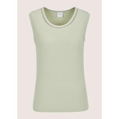 Kurzarmshirt MADELEINE "Top Elegantes Kurzarm Sommeroberteil mit Strass", Damen, Gr. 42, grün (salbei), Obermaterial: 95% Viskose CV. 5% Elasthan EL., Modern, tailliert, Shirts, Strassband