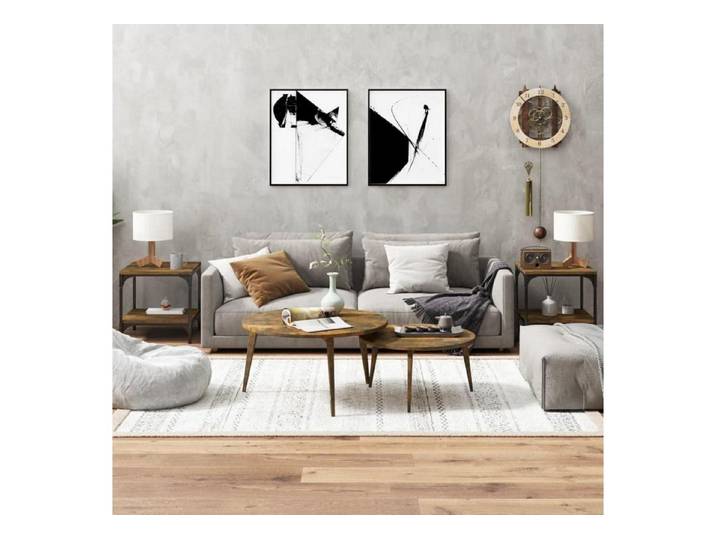 LuxusKollektion Beistelltisch Beistelltisch Räuchereiche 2er Set 40x40x40cm (2-St)