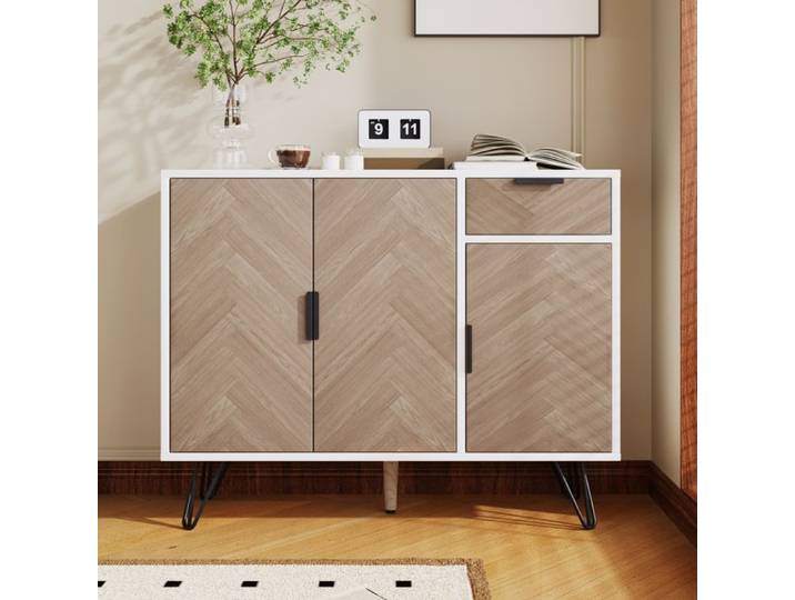 Buffet Armoire moderne salle a manger Petite armoire armoire en bois 90 x 71.5 x 30 cm Bois original + Blanc
