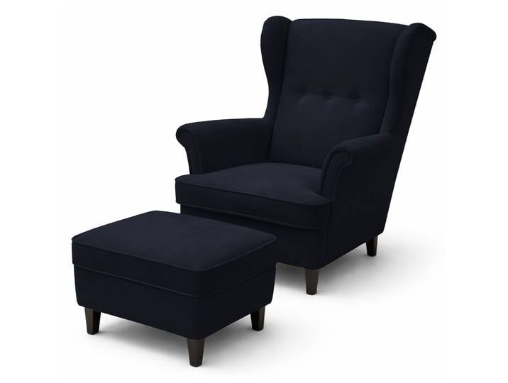 Ohrensessel Malmello mit Fußhocker, marineblauer, leicht zu