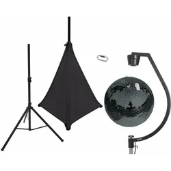 Eurolite Set Spiegelkugel 50cm schwarz mit Stativ und Segel schwarz (50 cm), Spiegelkugel, Schwarz