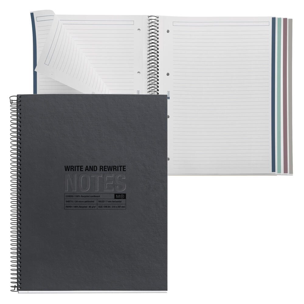 MIQUELRIUS Design Collegeblock DIN A4 liniert schwarz A604490