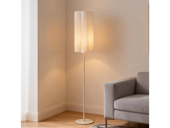 Stehleuchte 25 x 150 x 25cm Beige Leinen E27