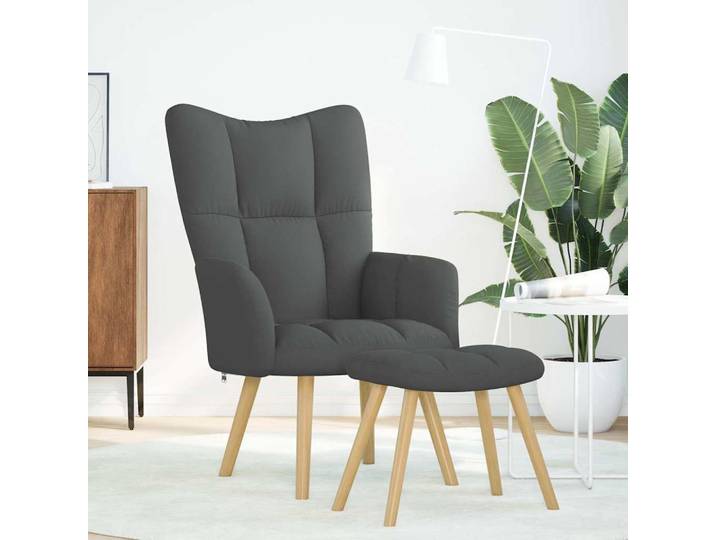 vidaXL Relaxsessel mit Hocker Dunkelgrau Stoff