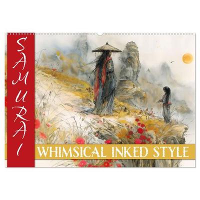 Samurai - whimsical inked style (Wandkalender 2027 DIN A2 quer), CALVENDO Monatskalender