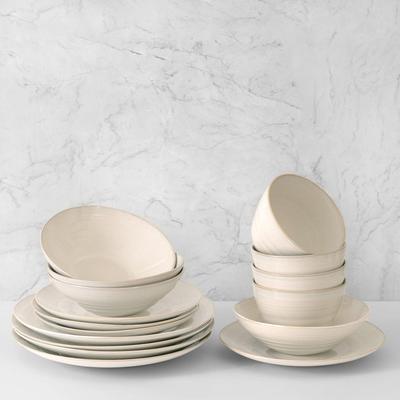 Euro Ceramica Neree 12 / 16 / 20 / 24 Piece Reactive Glaze Stoneware Dinnerware Set - Ivory