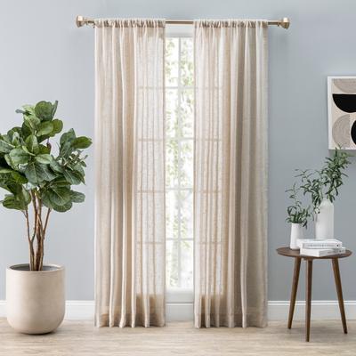 Ricardo Shannon Premium Slubbed Linen Rod Pocket Curtain Panel (Single Panel)