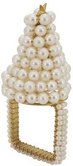 Saro Lifestyle Pearl Napkin Rings With Christmas Tree Design (Set of 4)