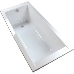 sanicomfort Badewanne Komplettset Form Rechteck 170x75 cm mit Wannenträger und Ablaufgarnitur, Acryl-Badewanne, weiß, 1700 x 750 mm