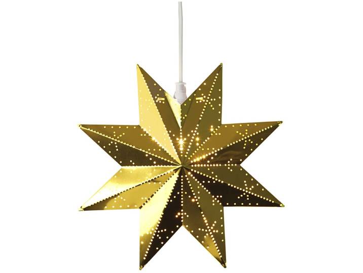 Star Trading Kleine metalen ster 'Classic' met E14 fitting\, gatenpatroon\, elektrisch bediend\, messing\, Ø 28cm