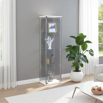 ZWYO HOSIMU "64"" 4-Tier Glass Curio Display Cabinet with Push-to-Open Access, Clear Tempered Shelves & Airy Openness for Décor"
