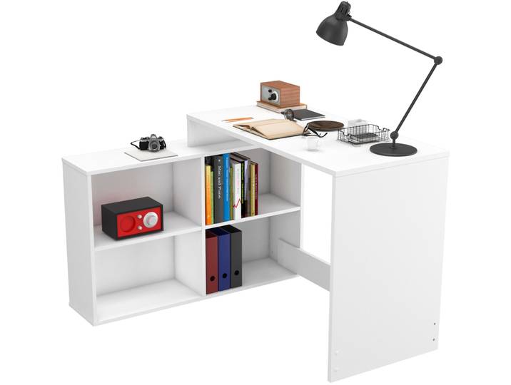 Schreibtisch DEMEYERE GROUP CORNER Eckschreibtisch , weiss (matt weiß, matt weiß, matt weiß), B:111,9cm H:76,7cm T:100,7cm, Tische, Schreibtisch, Funtionales Design