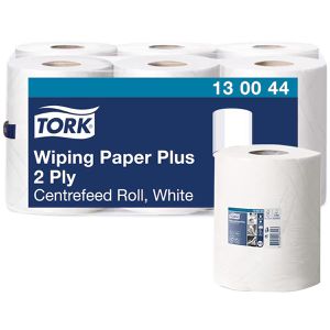 Tork Putztuchrolle Premium, 130044, M2, aus Zellstoff, weiß, 2-lagig, 368 Blatt à 23,5 x 34 cm, perforiert, 6 Rollen