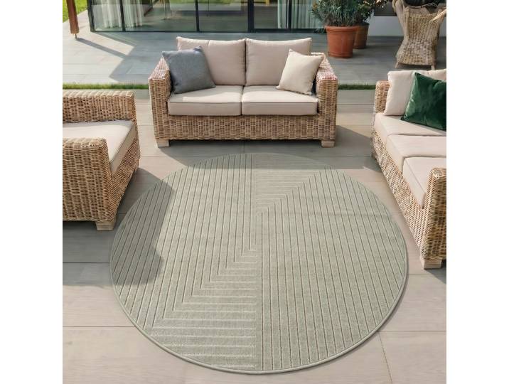 Outdoorteppich AYYILDIZ TEPPICHE NOVA 1202 , auch als Läufer und Rund , grün, H:8mm Ø:80cm, Polypropylen (PP), Teppiche, Outdoorteppich, Material aus schmutzabweisendem Polypropylen, In-/Outdoor geeignet