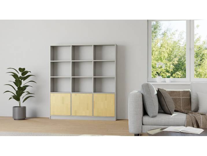 Regal mit Holztüren Premium Dekore Grau