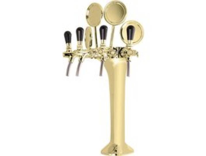 Colonne de Tirage Bière 4 Becs Dorée Ensemble Complet avec Refroidissement dAccompagnement et Boucle Post-Refroidissement