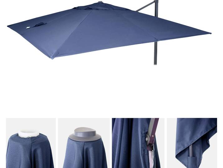 Housse de remplacement pour parasol de jardin de luxe HWC-A96\, housse de parasol de remplacement\, 3x4 mètres (diamètre 5 mètres)\, polyester\, couleur bleu