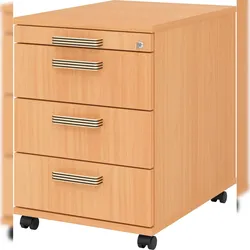 bümö Rollcontainer mit Schubladen, Container abschließbar aus Holz in Buche - Rollwagen für's Büro als Schreibtisch Unterschrank, Bürocontainer od.