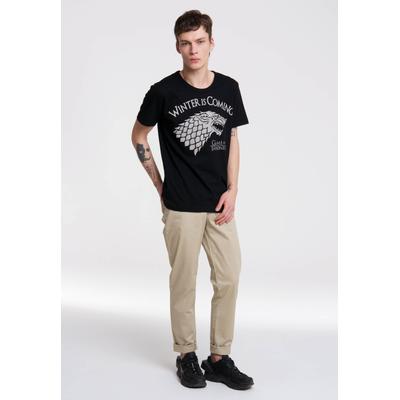 T-Shirt LOGOSHIRT "Game of Thrones - Winter Is Coming", Herren, Gr. S, schwarz, 100% Baumwolle, bedruckt, normal, Rundhals, Shirts T-Shirt, mit Schattenwolf-Print