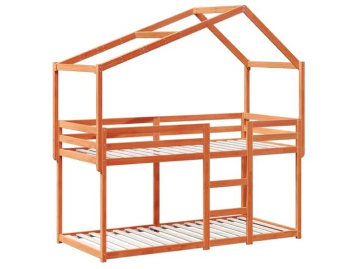 KTHLBRH Etagenbett mit gewachstem Dach 80 x 200 cm Massivholz Kiefer Sicheres Design, Seitentür, geeignet für begrenzte Räume, inklusive Latten