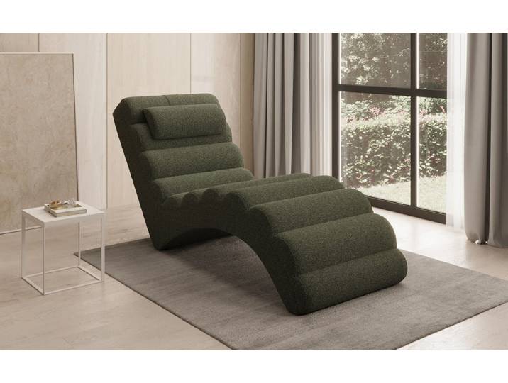 Designer Relax-Liege Malina in Bouclé - Grün - Bouclé - Luxusbetten24