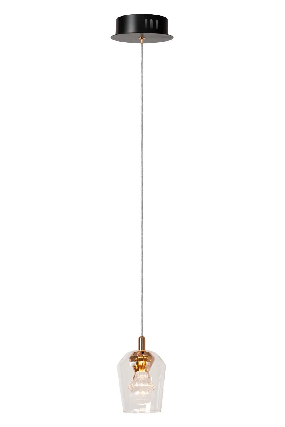 Lucide Berliane Hanglamp - Transparant en Goud/Messing - Dimbare LED - Ø 12 cm