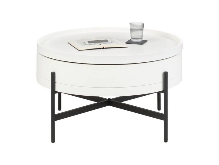 Couchtisch 80/80/45 cm Weiss Metall, Holzwerkstoff