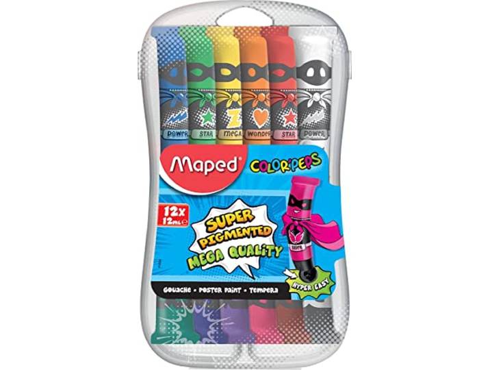 Maped - Peinture gouache enfant - 12 Couleurs Intenses Super
