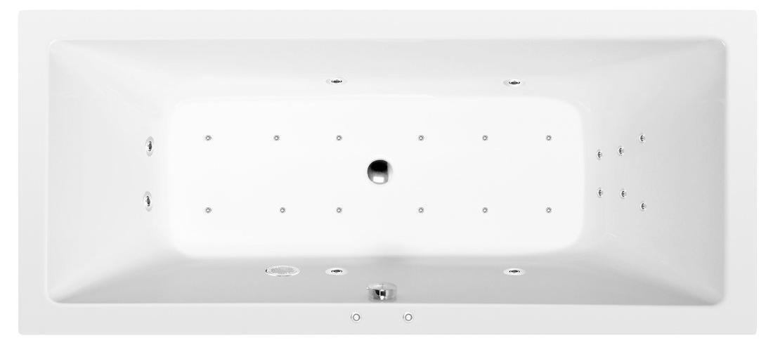 Polysan KRYSTA Whirlpool-Badewanne, 180x70x39cm, Attraction Hydro-Air, Chrom