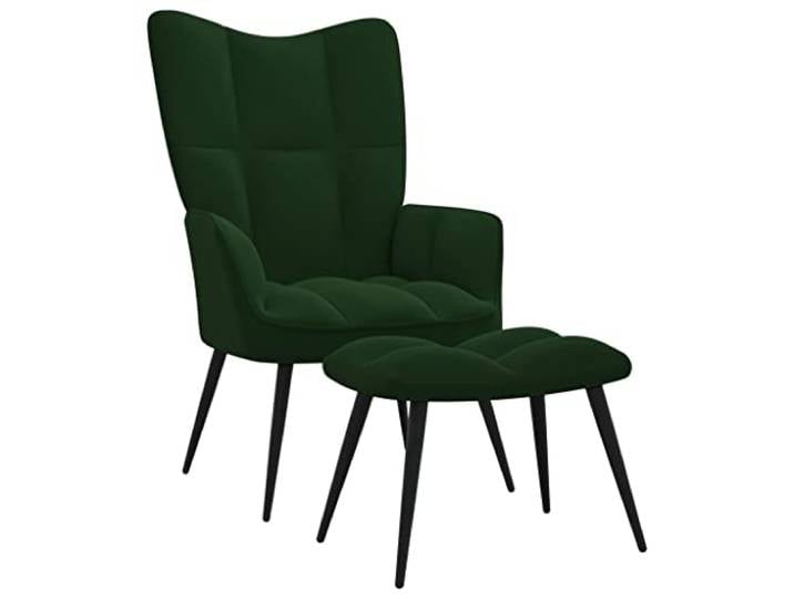 vidaXL Relaxsessel mit Hocker Fernsehsessel Sessel Polsterstuhl Stuhl Relaxstuhl Polstersessel Armsessel Ohrensessel Wohnzimmer Dunkelgrün Samt