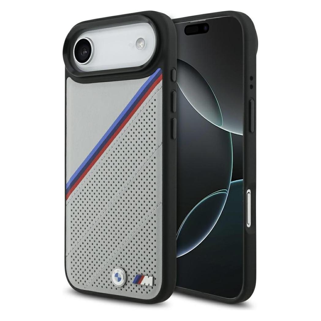BMW Etui M Tricolor Metal Logo MagSafe do iPhone 17 Air szary (Apple iPhone Air) (BMHMP17M25PCSPEG)