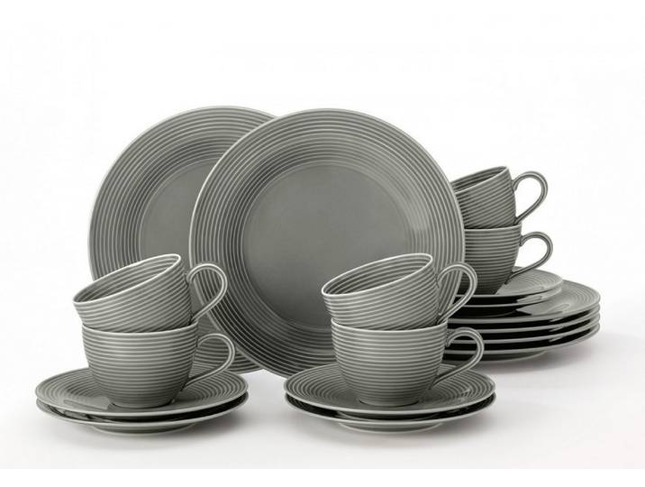 Geschirr-Serie Beat farbig - Kaffeeservice 18tlg. Beat perlgrau