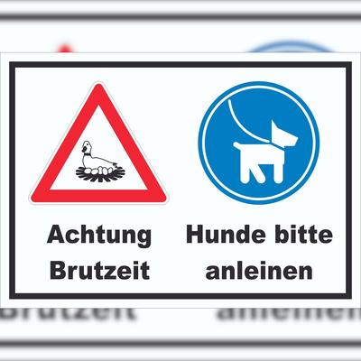 HB-Druck Achtung Brutzeit Hund bitte anleinen Schild A2 (420x594mm)