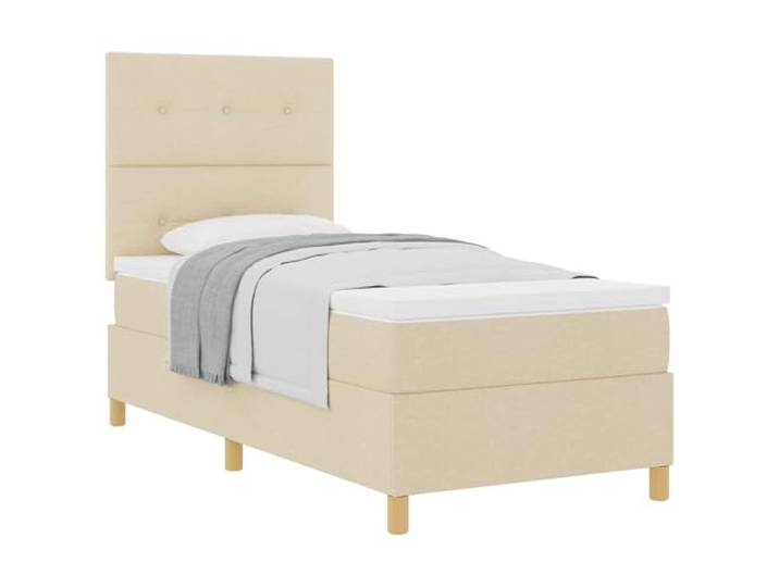 KKgypkn Boxspringbett mit Matratze und Kopfteil Creme 80 x 200 cm Stoff
