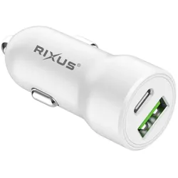 Rixus Fast Car Adapter Dual Port (PD+QC 3.0) (Counter Display), Auto Adapter, Schwarz