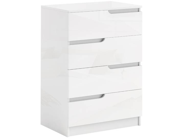 HOMCOM Kommode Beistellschrank mit 4 Schubladen für Wohnzimmer Hochglanzweiß