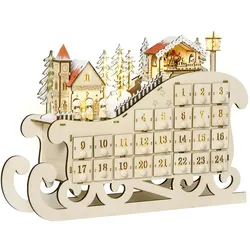 ADVENTSKALENDER Weihnachtskalender 24 Schubladen mit LED Schlitten-From